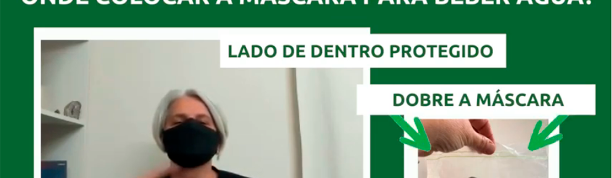 Onde colocar a máscara quando for beber água?